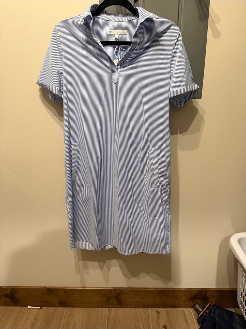 Southern Tide Light Blue Pinstripe Shirt Dress
